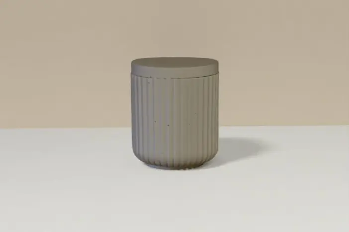 grand pot rayure jesmonite de l'art de la bougie